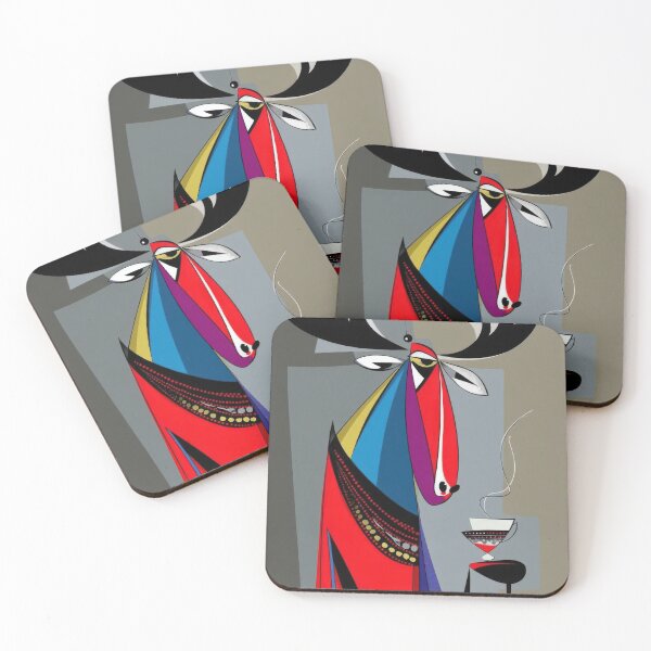 Item preview, Abstract Moose Coffee Ritual - Modern Cubist Wall Art designed and sold by dawnleblanc55.