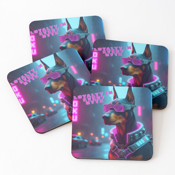 Item preview, Cyberpunk Doberman with Neon Visor – “Loyalty in Every Byte” Futuristic Dog Art designed and sold by InfinitePawBond.
