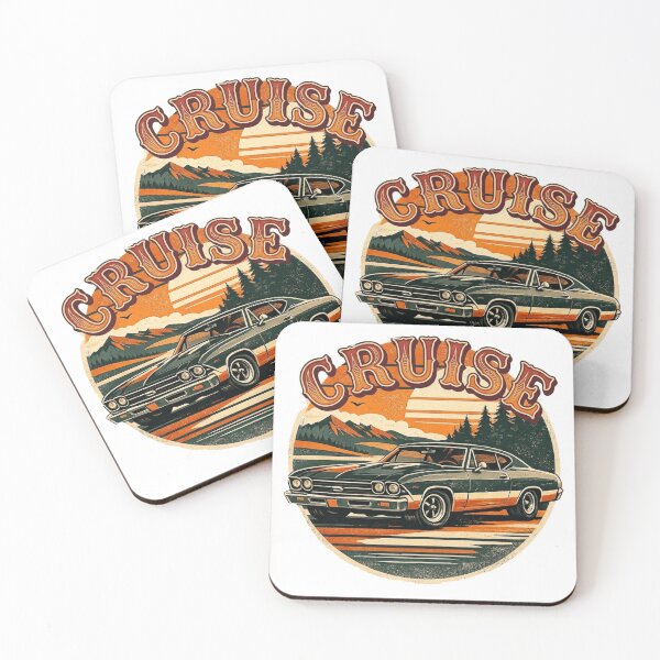 Item preview, Vintage Cruise- Classic 70s Muscle Car Sunset  designed and sold by Northern Glow Art.