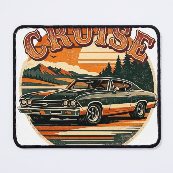 Item preview, Vintage Cruise- Classic 70s Muscle Car Sunset  designed and sold by Northern Glow Art.