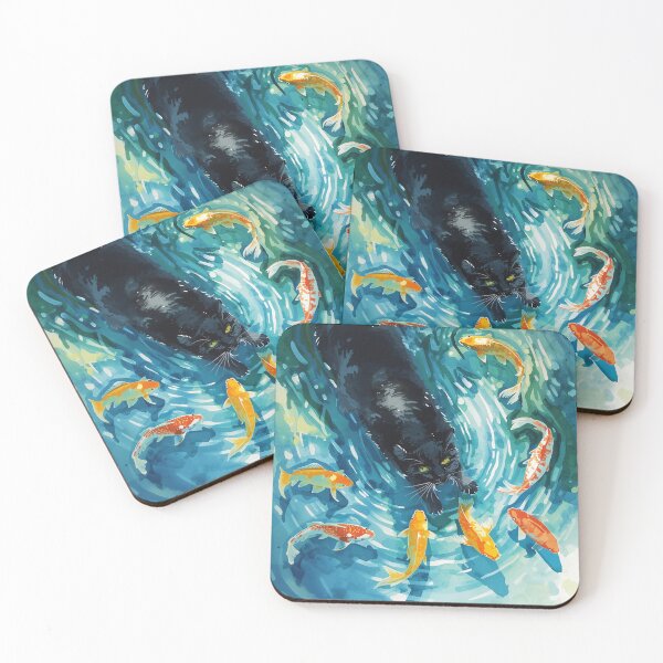 Item preview, Black cat & Goldfishes  designed and sold by JosueShop101.