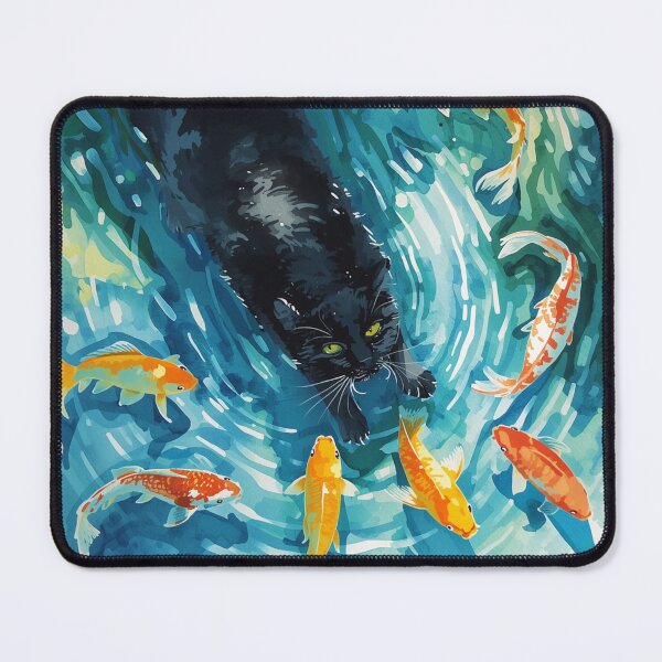 Item preview, Black cat & Goldfishes designed and sold by JosueShop101.
