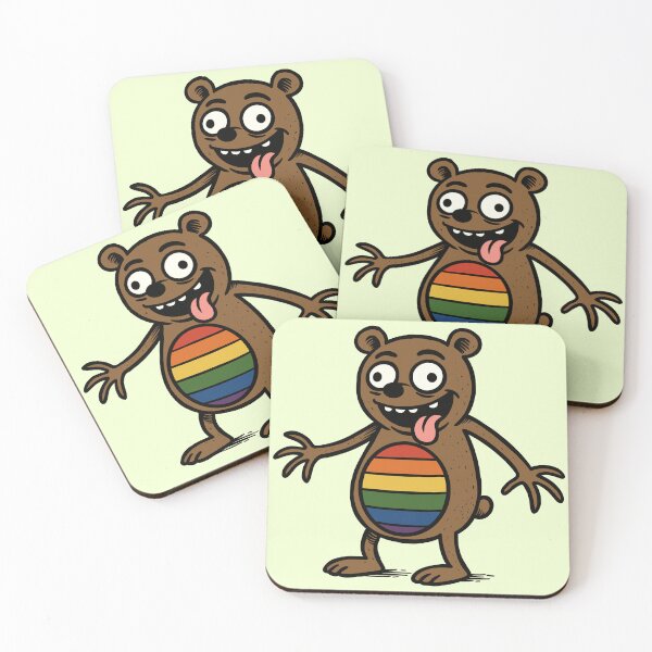 Item preview, Goofy Gay Pride Bear With Rainbow Flag Belly designed and sold by Ghost on Toast.