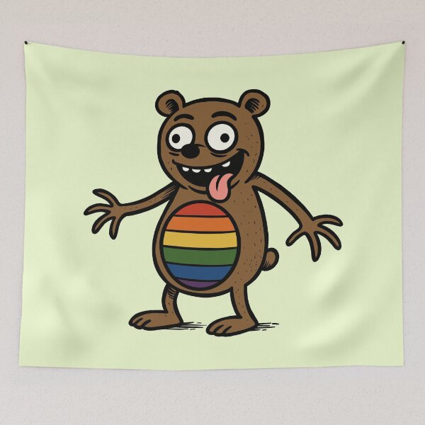 Item preview, Goofy Gay Pride Bear With Rainbow Flag Belly designed and sold by Ghost on Toast.