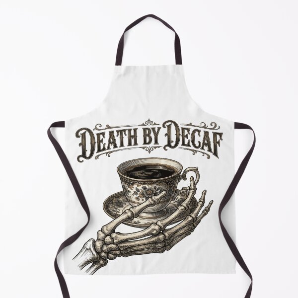 Item preview, Death By Decaf - Gothic Skeleton Hand Holding Coffee Cup designed and sold by Retro Mood Co.