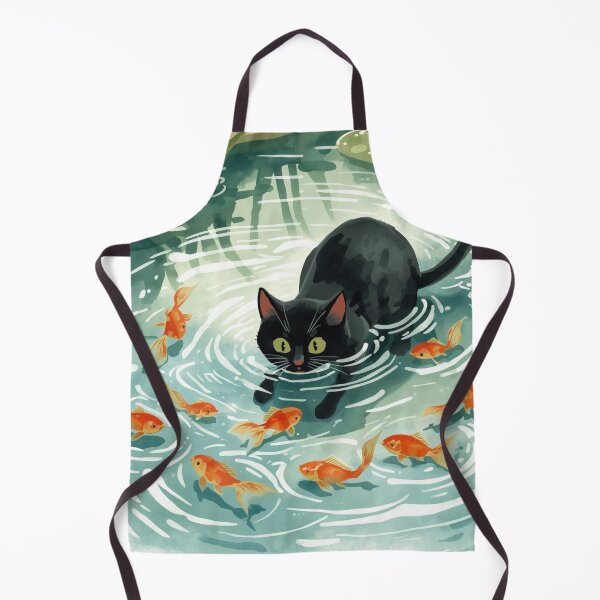 Item preview, Black cat & Goldfishes designed and sold by JosueShop101.