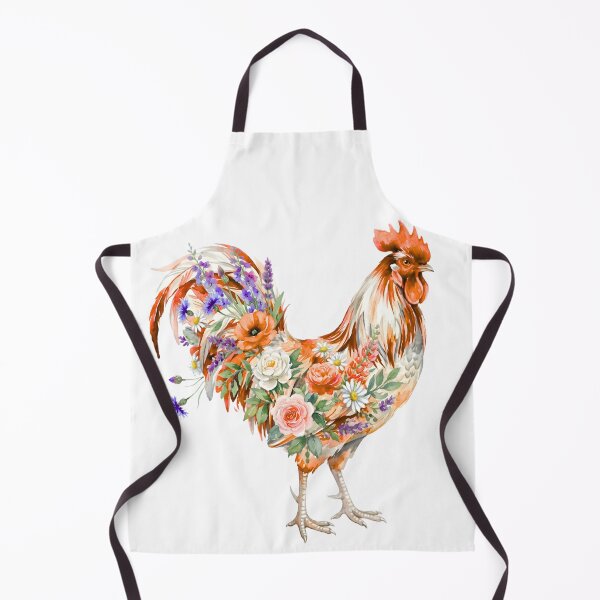Item preview, Watercolor Rooster with Floral Summer Plumage designed and sold by VibranPalette.