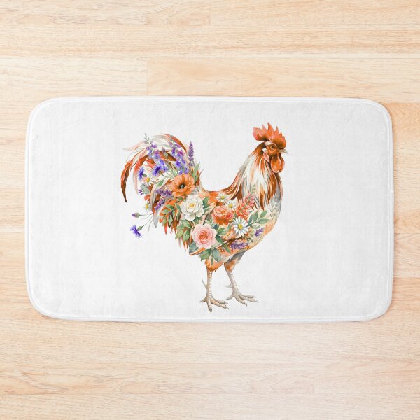 Item preview, Watercolor Rooster with Floral Summer Plumage designed and sold by VibranPalette.