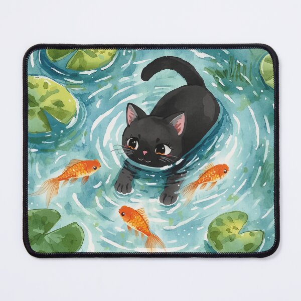 Item preview, Anime black cat & fishes designed and sold by JosueShop101.