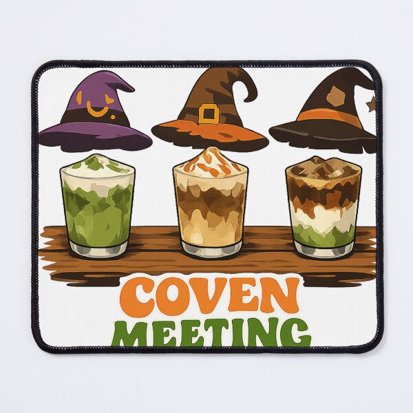 Item preview, Coven Meeting At The Cafe - Three Witches Drinking Matcha designed and sold by Retro Mood Co.