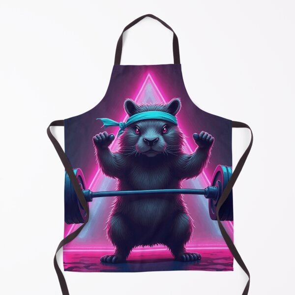 Item preview, Capybara Lifting Weights - 80s Synthwave Retro Gym designed and sold by Retro Mood Co.
