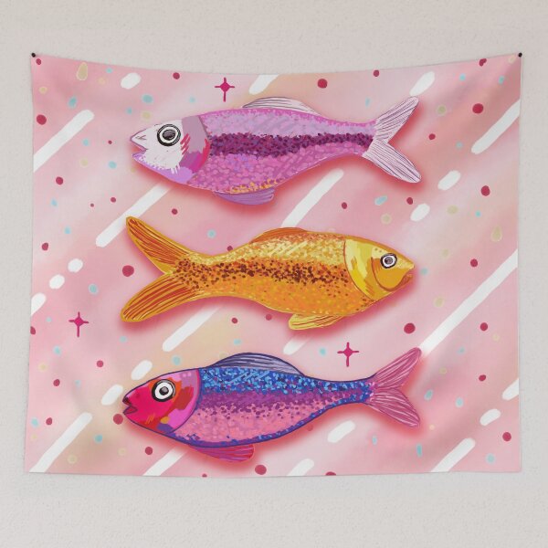 Item preview, Bright Neon Fish Illustration – Playful Colorful Aquatic Wall Art designed and sold by AshleyCasperArt.
