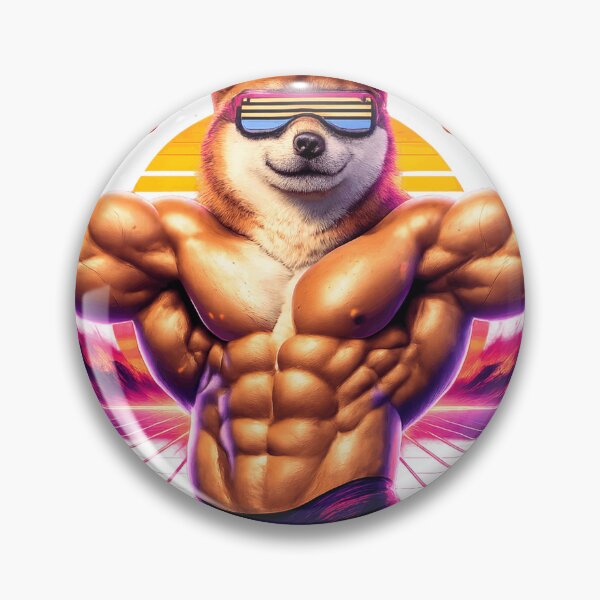 Item preview, Buff Shiba Inu Dog - Retrowave Bodybuilding Meme designed and sold by Retro Mood Co.