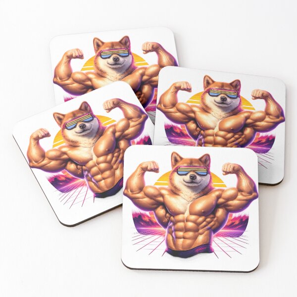 Item preview, Buff Shiba Inu Dog - Retrowave Bodybuilding Meme designed and sold by Retro Mood Co.
