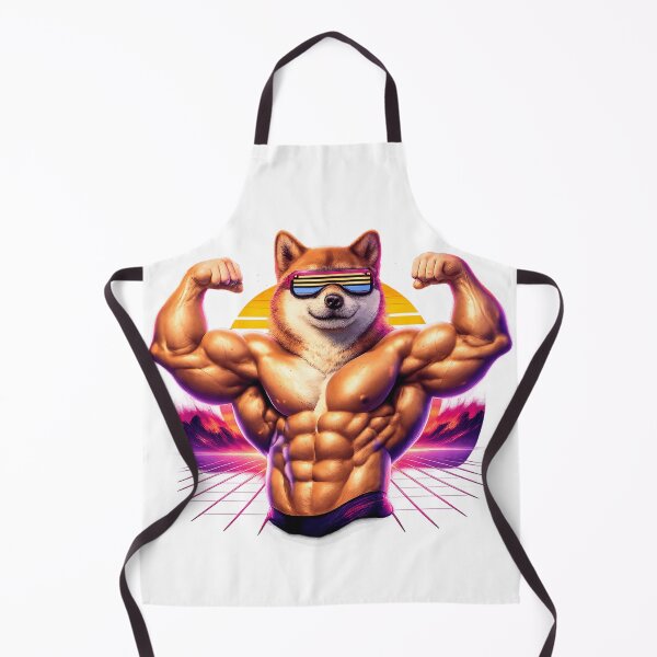 Item preview, Buff Shiba Inu Dog - Retrowave Bodybuilding Meme designed and sold by Retro Mood Co.