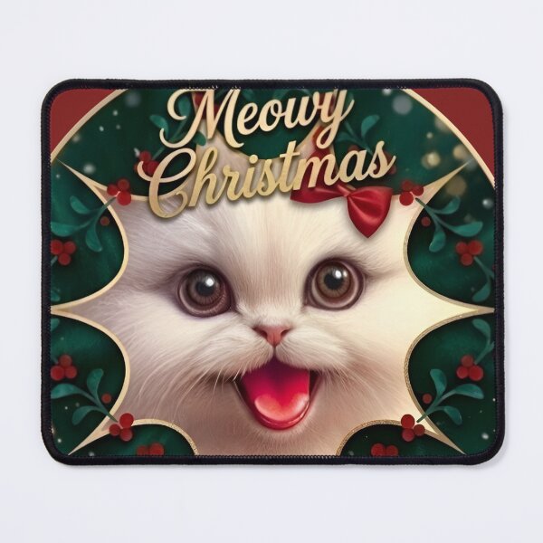Item preview, Meowy Christmas – Fluffy White Persian Cat Face Happy Holiday Frame designed and sold by Good Vibes .
