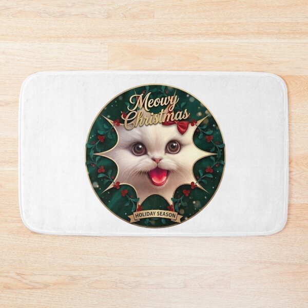 Item preview, Meowy Christmas – Fluffy White Persian Cat Face Happy Holiday Frame designed and sold by Good Vibes .