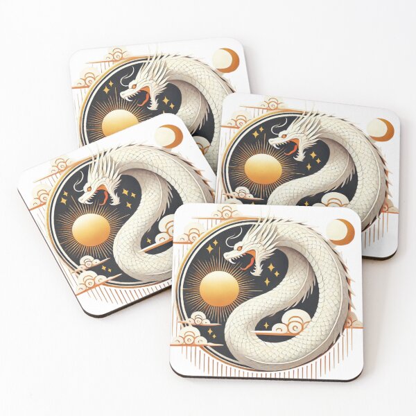 Item preview, Celestial White Dragon: Guardian of the Sun and Moon designed and sold by inkdropdoodles.