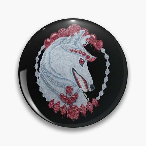 Item preview, Portrait of a white wolf framed in silver and rubies designed and sold by WolfRaven Creations.