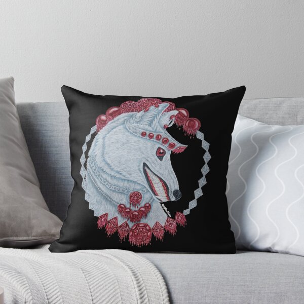 Item preview, Portrait of a white wolf framed in silver and rubies designed and sold by WolfRaven Creations.