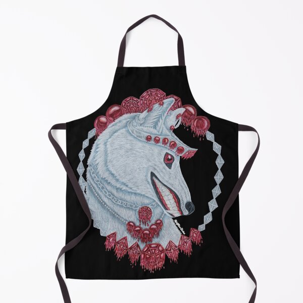 Item preview, Portrait of a white wolf framed in silver and rubies designed and sold by WolfRaven Creations.