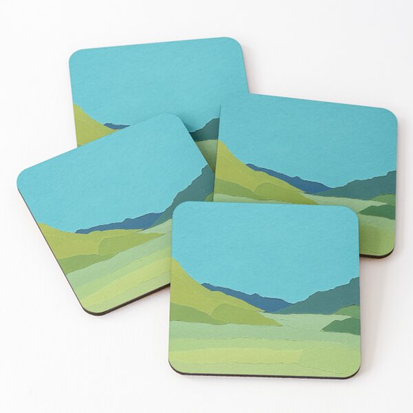 Item preview, Minimalist Lake View, Teal Palete, Papercut Collage designed and sold by SWSandraWechner.