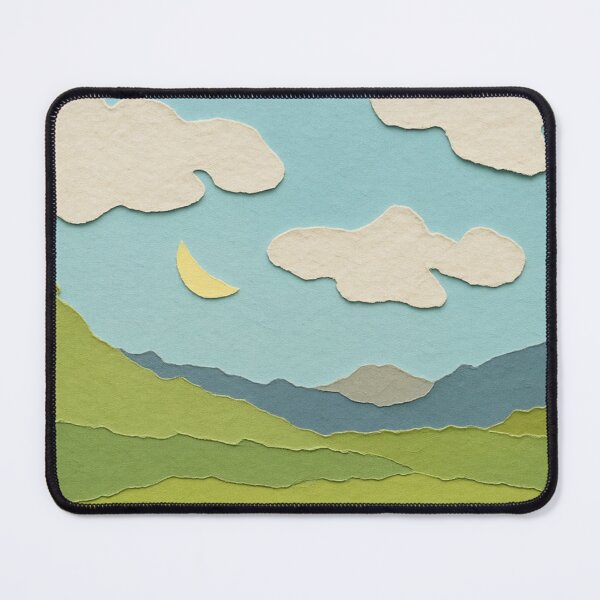 Item preview, Minimalist Mountain View II, Teal Palette, Papercut Collage designed and sold by SWSandraWechner.