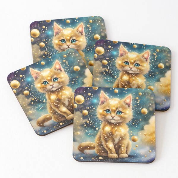 Item preview, Galactic Kitten Amidst Glowing Orbs designed and sold by Shelley Loewnau-Jones Studio.