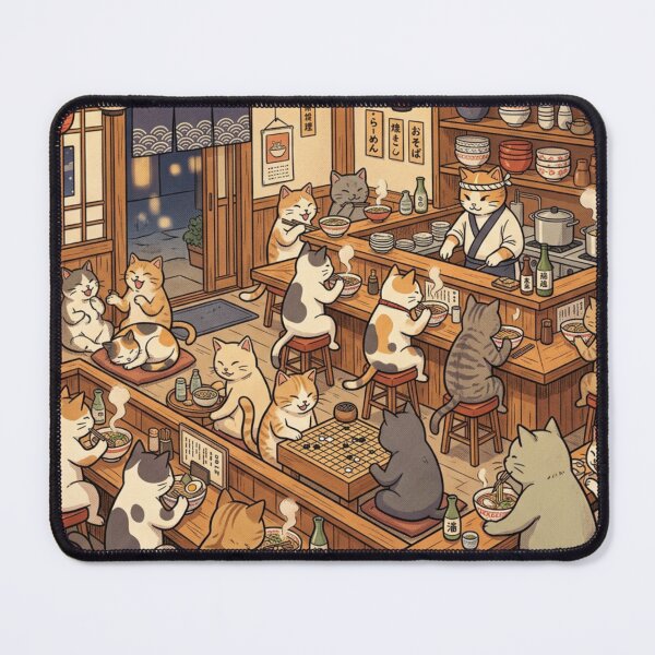 Item preview, Ramen Cafe Cats Tee designed and sold by Black Lion Art.