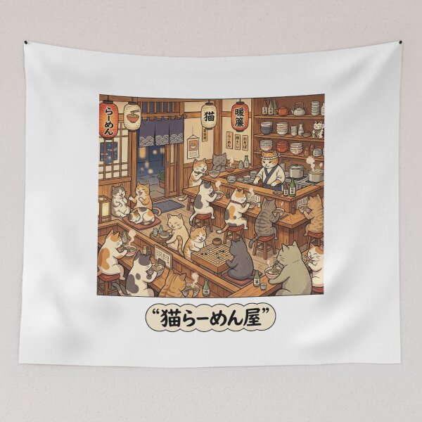 Item preview, Ramen Cafe Cats Tee designed and sold by Black Lion Art.