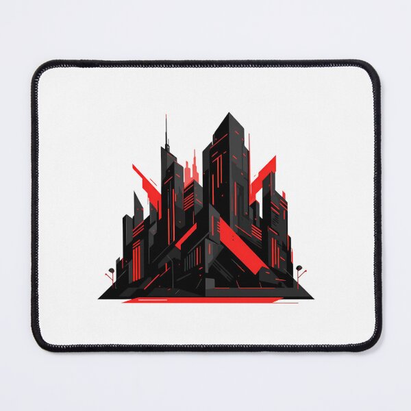 Item preview, Sharp Geometric Cityscape in Abstract Black and Red designed and sold by chattsuede.