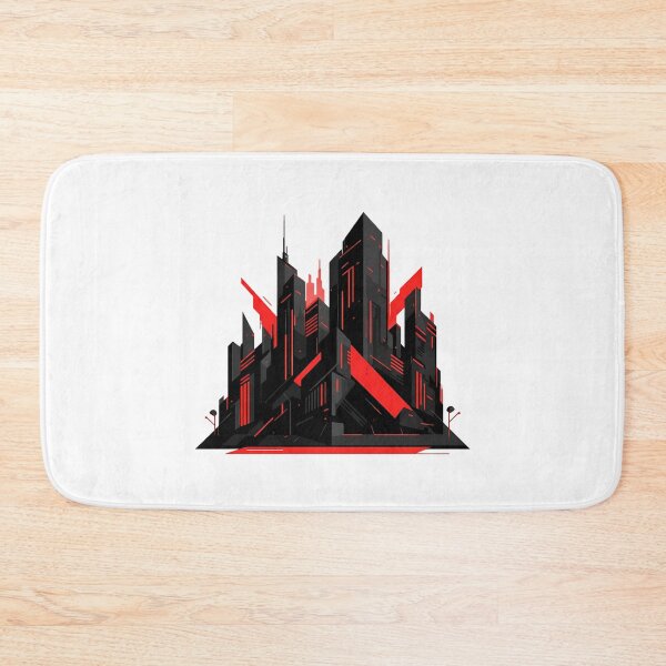 Item preview, Sharp Geometric Cityscape in Abstract Black and Red designed and sold by chattsuede.