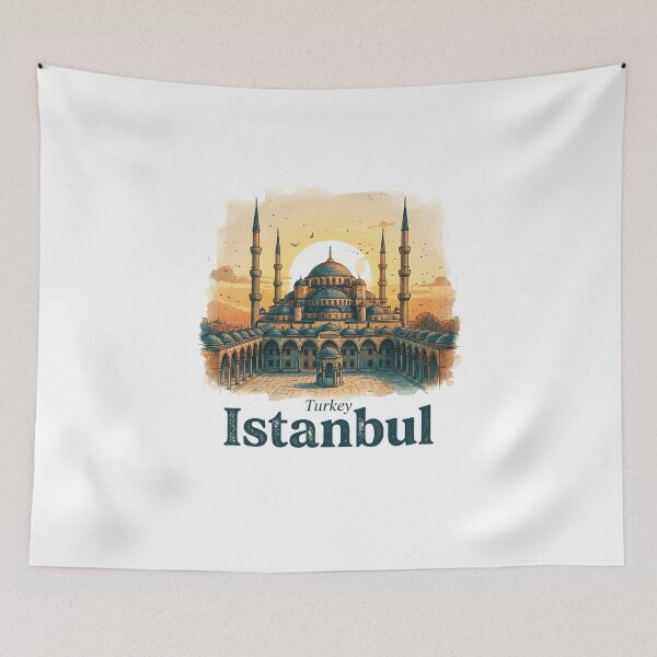 Item preview, Istanbul Blue Mosque in Vintage Style designed and sold by Inkworksbyshery.