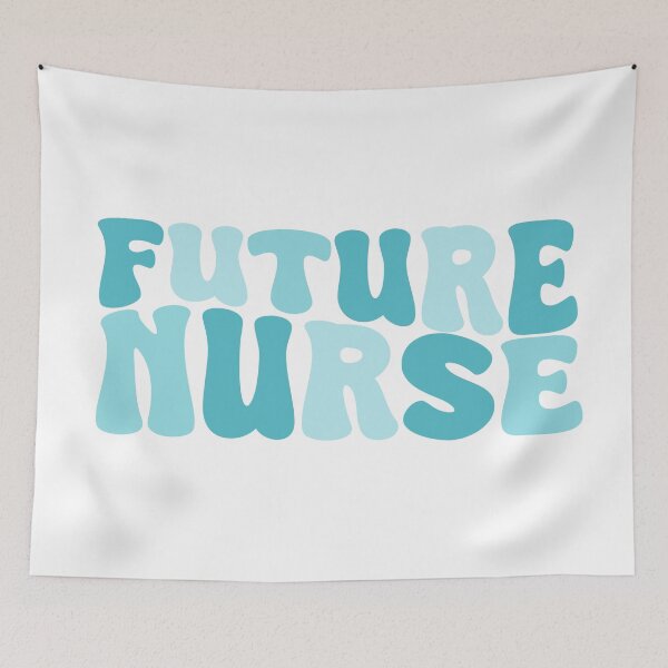 Item preview, Future Nurse - Cute Blue Groovy Wavy Aesthetic Quote Design designed and sold by Nesstitches.