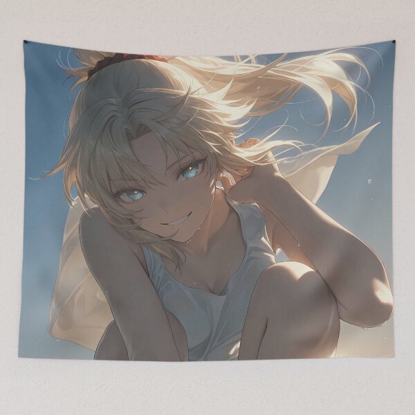 Item preview, Mordred Bright Beach Red Saber Fate Grand Order Anime Girl Water Light Fantasy designed and sold by TanglenRabbit.