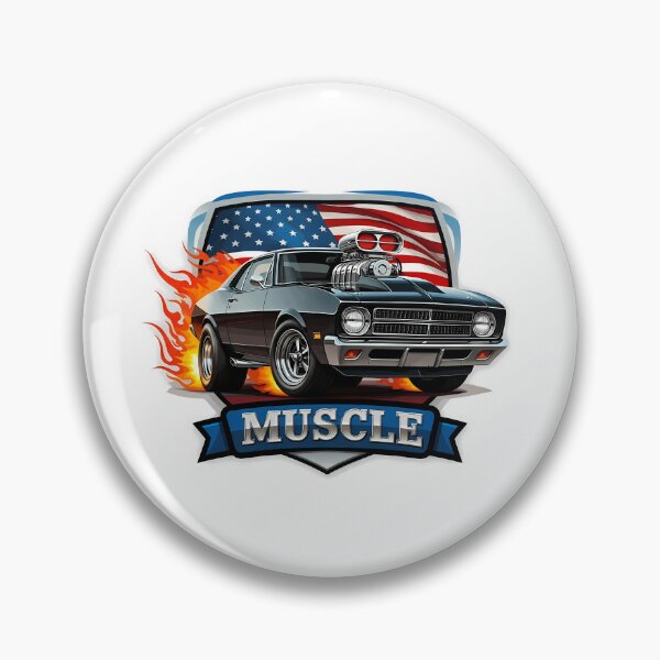Item preview, Classic American Muscle Car with Flag and Flames designed and sold by chattsuede.