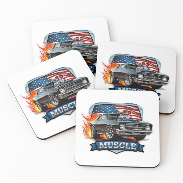Item preview, Classic American Muscle Car with Flag and Flames designed and sold by chattsuede.
