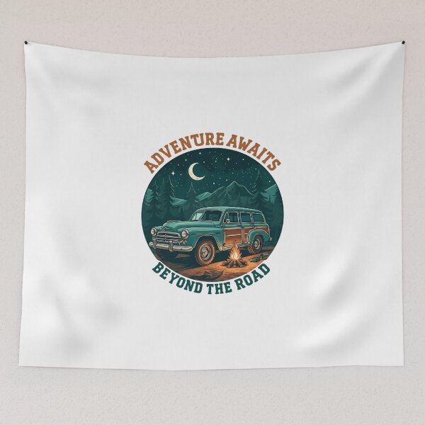 Item preview, Vintage Adventure Awaits Nocturnal Forest Camp designed and sold by chattsuede.
