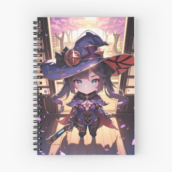 Artikelvorschau, Mona Genshin Impact Chibi Hexenhut Sakura Sonnenuntergang entworfen und verkauft von TanglenRabbit.