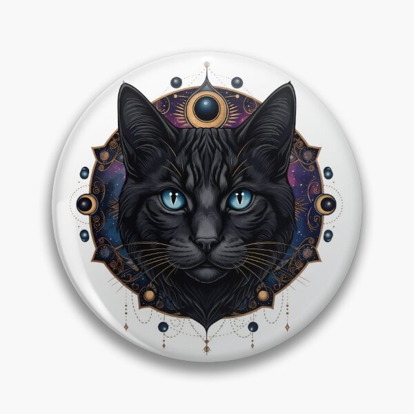 Item preview, Enigmatic Celestial Black Cat with Mystical Stare designed and sold by chattsuede.