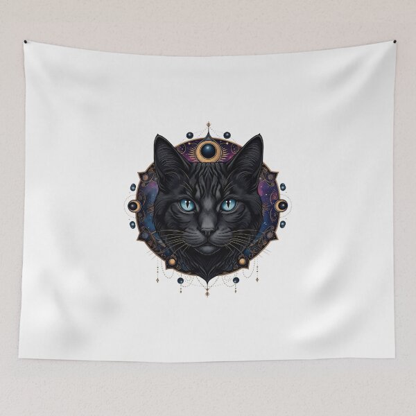 Item preview, Enigmatic Celestial Black Cat with Mystical Stare designed and sold by chattsuede.