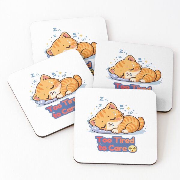 Item preview, Too Tired to Care ?? | Funny Lazy Cat Mood designed and sold by Kawaii Cosmos Cats.