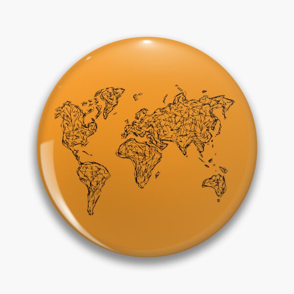 Item preview, World Map, Illustration Handdrawn Ink Line Drawing, Yellow Mustard designed and sold by SWSandraWechner.