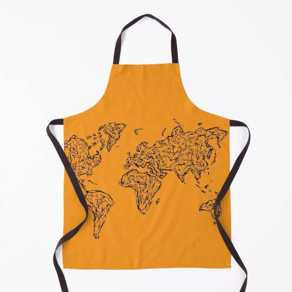 Item preview, World Map, Illustration Handdrawn Ink Line Drawing, Yellow Mustard designed and sold by SWSandraWechner.