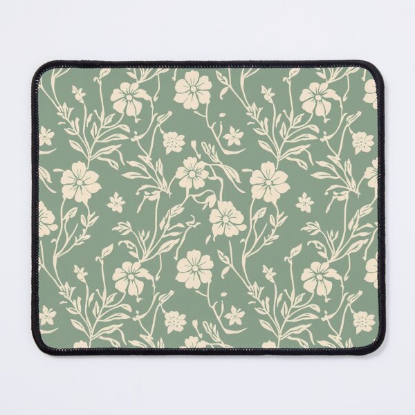 Item preview, Cream Colour Floral Design On Jade Green Background designed and sold by burbankdesigns.