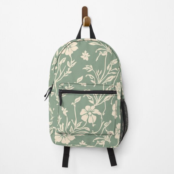 Item preview, Cream Colour Floral Design On Jade Green Background designed and sold by burbankdesigns.