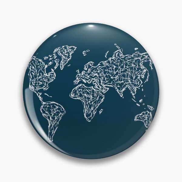 Item preview, World Map Illustration Handdrawn Ink Line Drawing Midnight Blue designed and sold by SWSandraWechner.