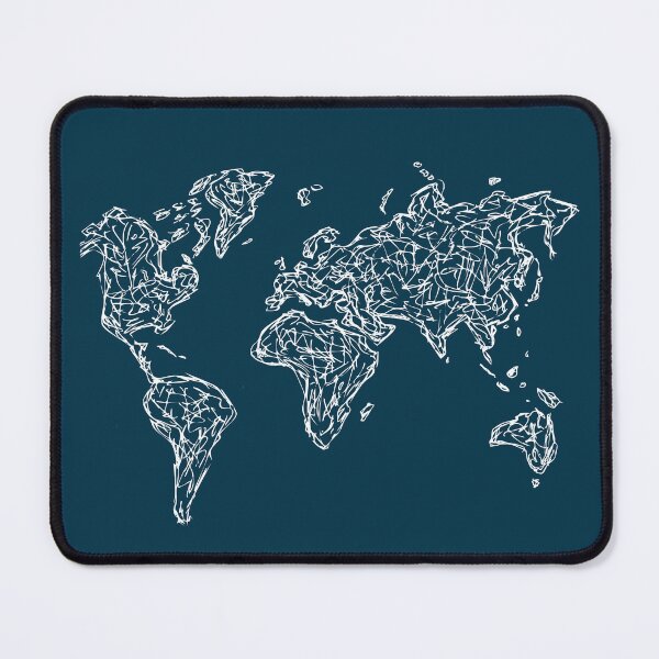 Item preview, World Map Illustration Handdrawn Ink Line Drawing Midnight Blue designed and sold by SWSandraWechner.