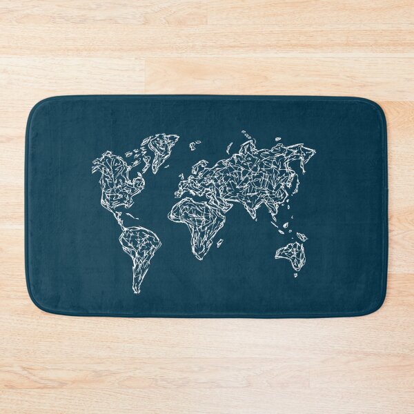 Item preview, World Map Illustration Handdrawn Ink Line Drawing Midnight Blue designed and sold by SWSandraWechner.