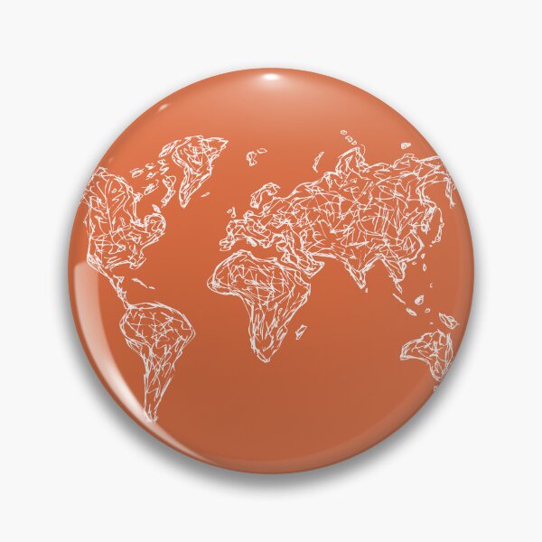 Item preview, World Map Illustration Handdrawn Ink Line Drawing Orange Coral designed and sold by SWSandraWechner.